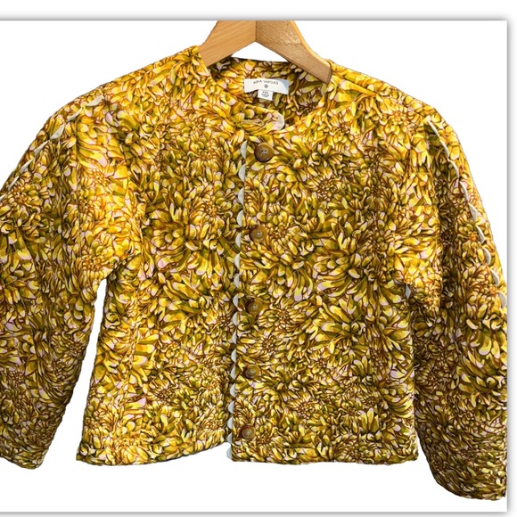KIKA Vargas CROP JACKET NEW Mum Floral Quilted Jacket GOLD Yellow tan Button Up - Picture 2 of 16